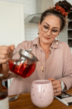 Natalie K. Douglas recommends drinking Tea when things get overwhelming running your health practitioner business online